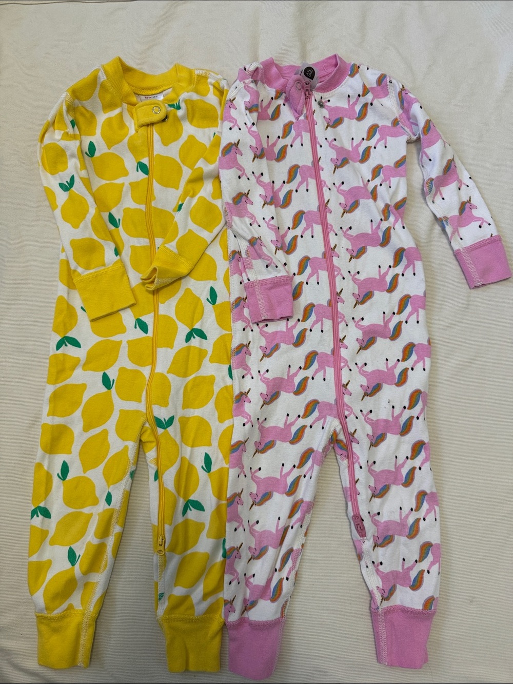 Hanna Andersson 2T Unicorn & Lemon One-Piece Pajamas